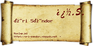 Őri Sándor névjegykártya
